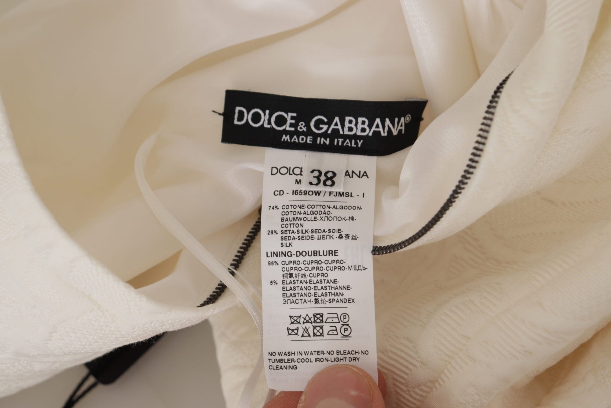 Dolce &amp; Gabbana White Jaquard Midi Floral Sheath Brocade Dress