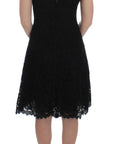 Dolce & Gabbana Black Floral Lace Shift Knee Length Dress