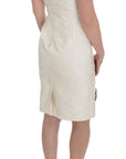 Dolce & Gabbana White Brocade Crystal Sheath Dress