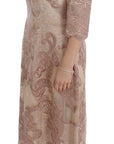 Dolce & Gabbana Pink Silk Lace Ricamo Shift Gown Dress