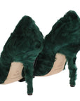 Dolce & Gabbana Green Xiangao Lamb Fur Leather Pumps