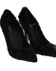 Dolce & Gabbana Black Xiangao Lamb Fur Leather Pumps