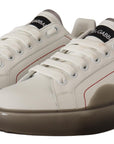Dolce & Gabbana White Leather Shoes Womens Logo Portofino Sneakers