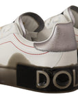 Dolce & Gabbana White Leather Shoes Womens Logo Portofino Sneakers