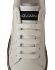 Dolce & Gabbana White Leather Shoes Womens Logo Portofino Sneakers