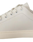 Dolce & Gabbana White Pink Leather Low Top Sneakers Womens Shoes