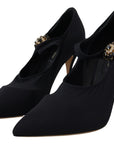 Dolce & Gabbana Black Socks Stretch Crystal Pumps Shoes
