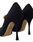 Dolce & Gabbana Black Socks Stretch Crystal Pumps Shoes