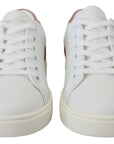 Dolce & Gabbana White Pink Leather Low Top Sneakers Shoes