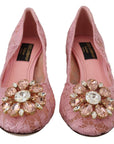 Dolce & Gabbana Pink Taormina Lace Crystal Pumps Pastel Shoes