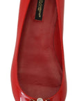 Dolce & Gabbana Red Leather Crystals Loafers Flats Shoes