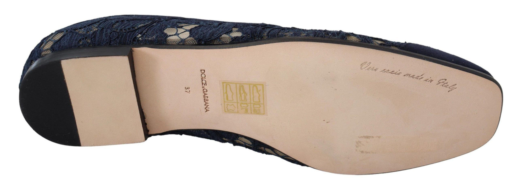 Dolce &amp; Gabbana Blue Floral Lace Slip Ons Loafers Flats Shoes