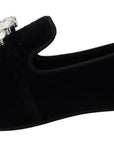 Dolce & Gabbana Black Velvet Crystals Loafers Flats Shoes