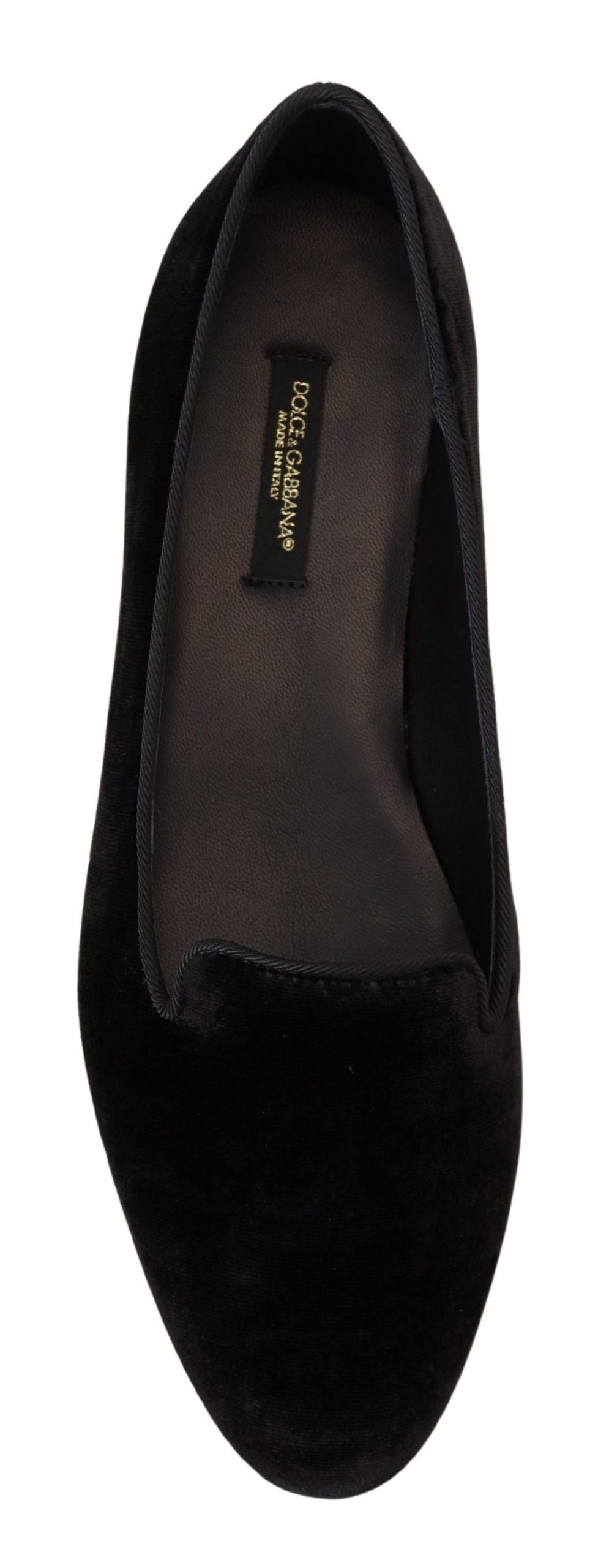 Dolce &amp; Gabbana Black Velvet Slip Ons Loafers Flats Shoes