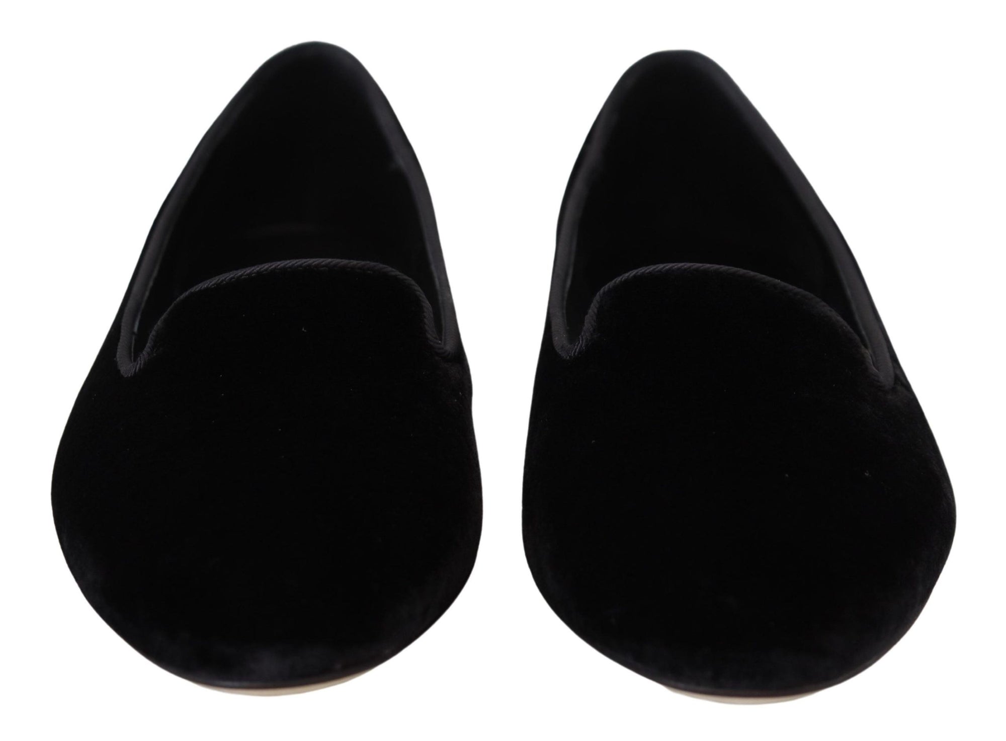 Dolce &amp; Gabbana Black Velvet Slip Ons Loafers Flats Shoes