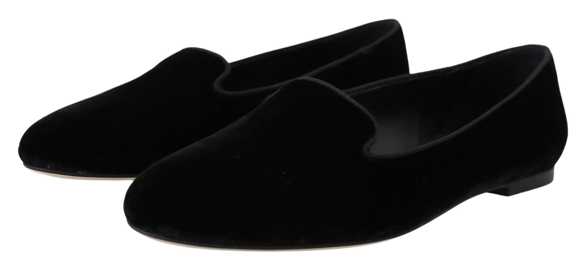Dolce &amp; Gabbana Black Velvet Slip Ons Loafers Flats Shoes
