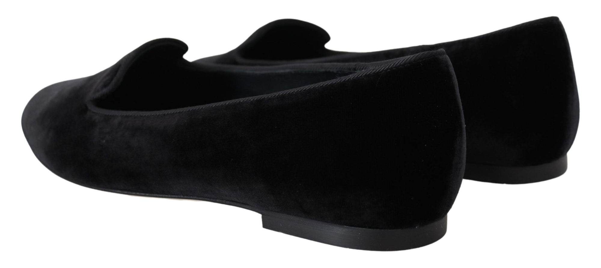 Dolce &amp; Gabbana Black Velvet Slip Ons Loafers Flats Shoes