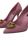Dolce & Gabbana Pink Leather Heart DEVOTION Heels Pumps Shoes