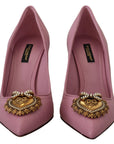 Dolce & Gabbana Pink Leather Heart DEVOTION Heels Pumps Shoes