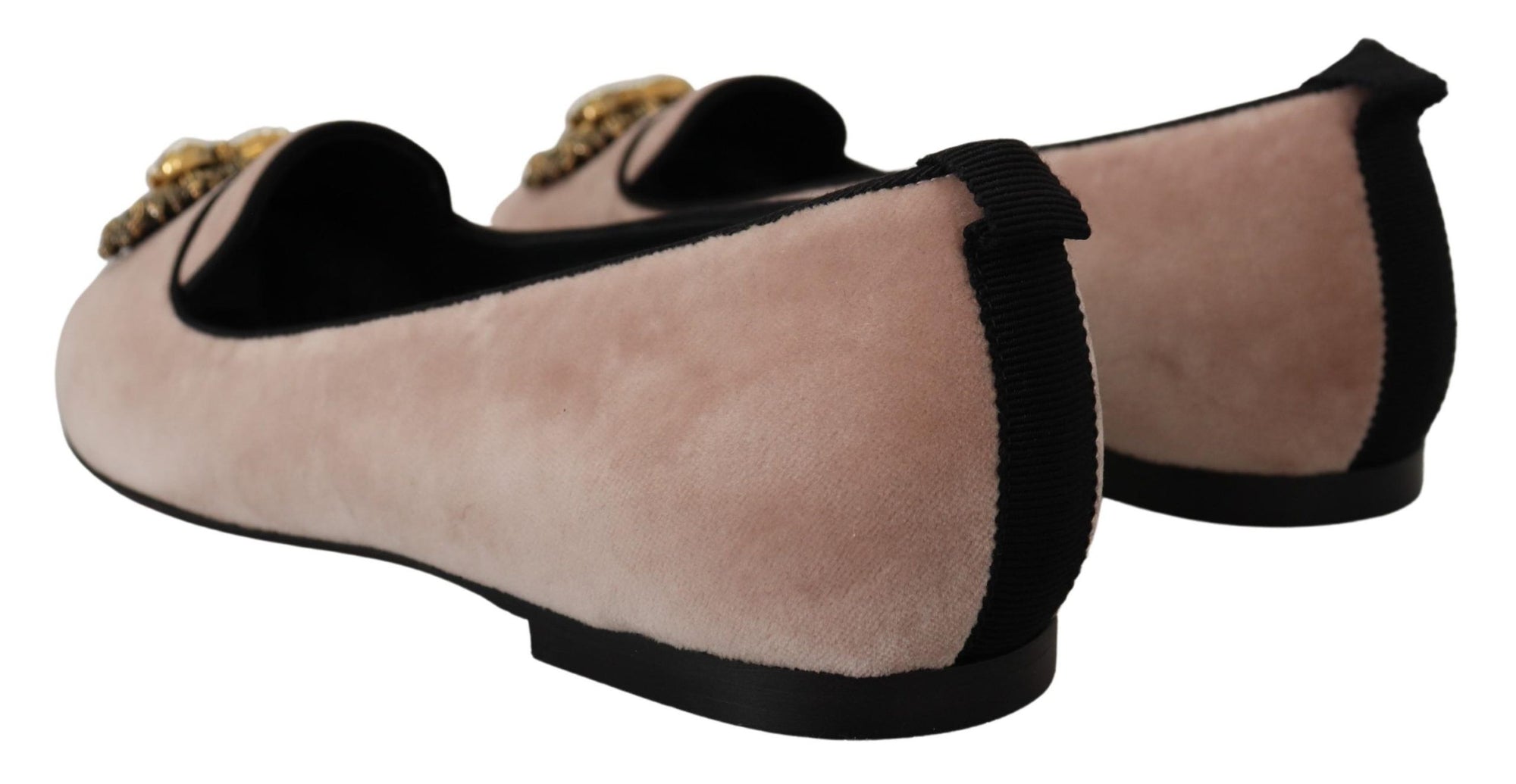 Dolce &amp; Gabbana Pink Velvet Slip Ons Loafers Flats Shoes