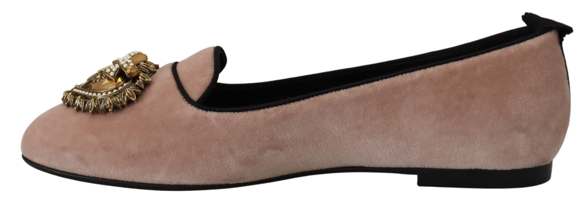 Dolce &amp; Gabbana Pink Velvet Slip Ons Loafers Flats Shoes