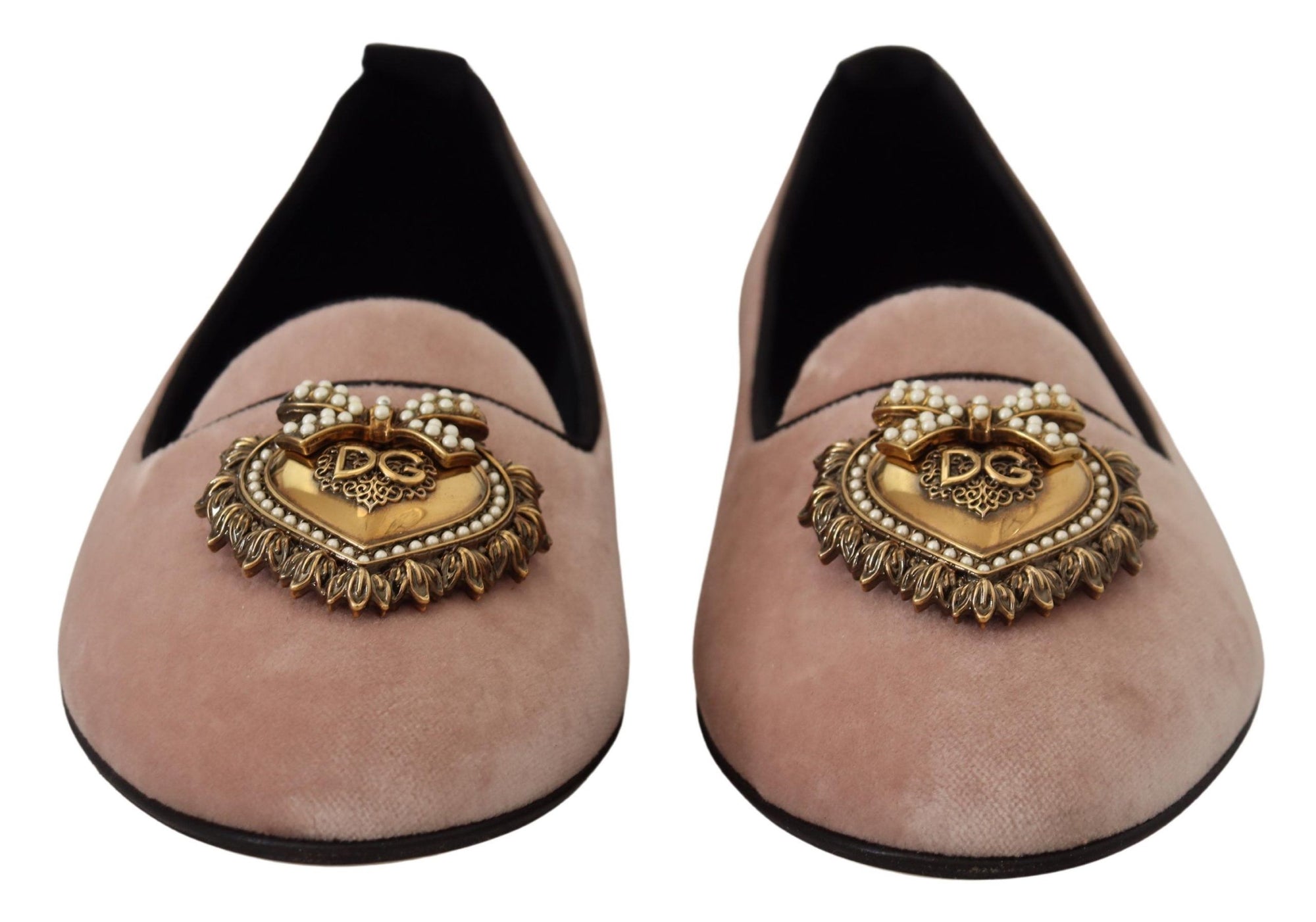 Dolce &amp; Gabbana Pink Velvet Slip Ons Loafers Flats Shoes