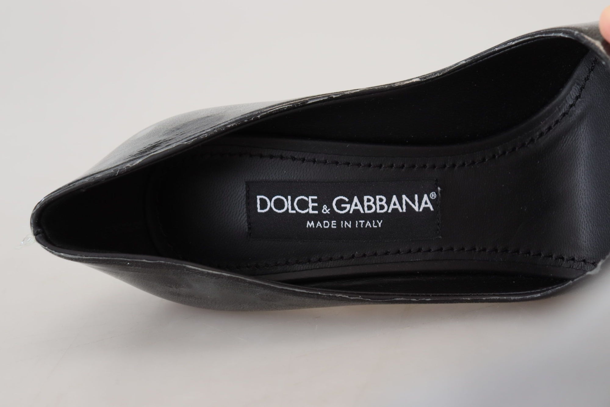 Dolce &amp; Gabbana Black Leather Heels Pumps Plastic Wrapped Shoes