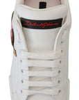 Dolce & Gabbana White Leather Sneaker Portofino Logo Heart Shoes