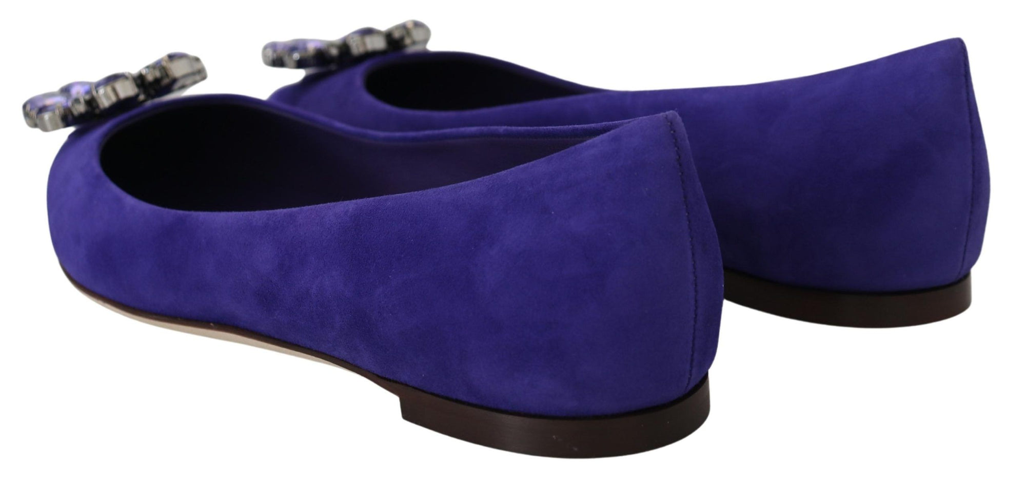 Dolce &amp; Gabbana Purple Suede Crystals Loafers Flats Shoes