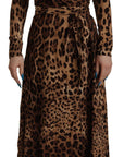 Dolce & Gabbana Brown Leopard Wrap A-line Maxi Viscose Dress