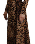 Dolce & Gabbana Brown Leopard Wrap A-line Maxi Viscose Dress