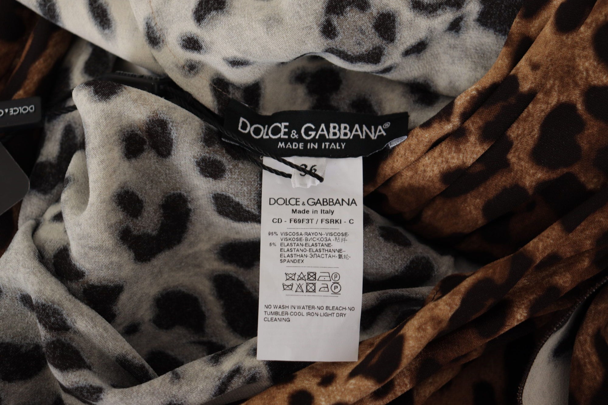 Dolce &amp; Gabbana Brown Leopard Wrap A-line Maxi Viscose Dress