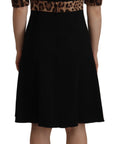 Dolce & Gabbana Black Leopard A-line Knee Length Dress