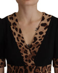 Dolce & Gabbana Black Leopard A-line Knee Length Dress