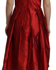 Dolce & Gabbana Red A-line Pleated Satin Silk Dress