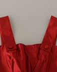 Dolce & Gabbana Red A-line Pleated Satin Silk Dress