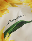 Dolce & Gabbana White Sunflower Print Sheath Midi Silk