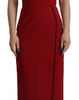 Dolce & Gabbana Red Sweetheart Neck Bodycon Midi Dress