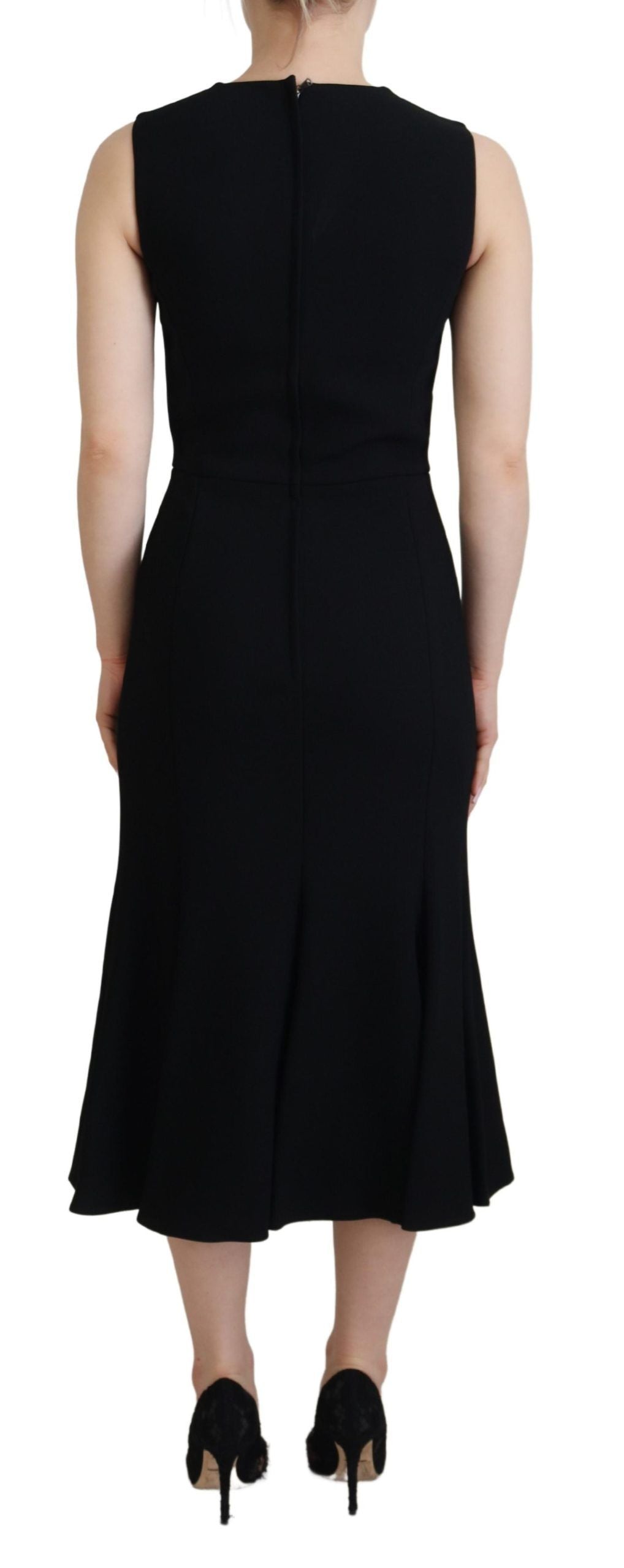 Dolce &amp; Gabbana Black Dress Sheath Flare Viscose Dress