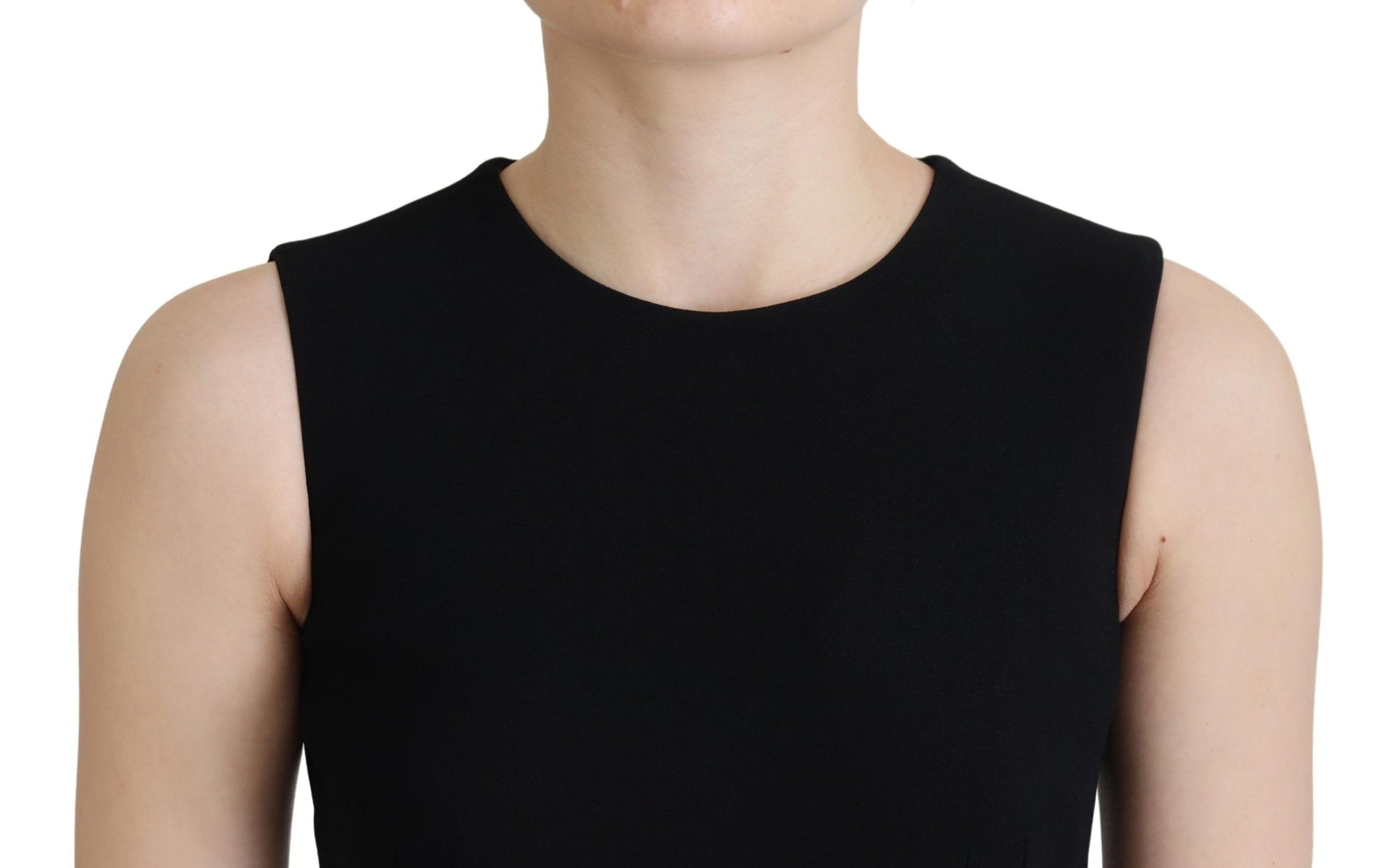Dolce &amp; Gabbana Black Dress Sheath Flare Viscose Dress