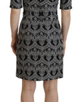 Dolce & Gabbana Black Gray Jacquard Sheath Bodycon Dress