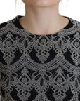 Dolce & Gabbana Black Gray Jacquard Sheath Bodycon Dress