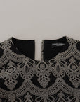 Dolce & Gabbana Black Gray Jacquard Sheath Bodycon Dress