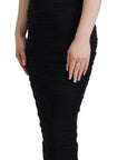 Dolce & Gabbana Black Sheath Midi Bodycon Lace Silk Dress