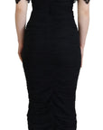 Dolce & Gabbana Black Sheath Midi Bodycon Lace Silk Dress