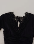 Dolce & Gabbana Black Sheath Midi Bodycon Lace Silk Dress
