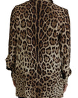 Dolce & Gabbana Brown Leopard Print Long Sleeves Blouse Top