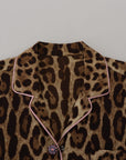 Dolce & Gabbana Brown Leopard Print Long Sleeves Blouse Top