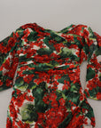Dolce & Gabbana Multicolor Geranium Silk Sheath Midi Dress
