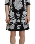 Dolce & Gabbana Black Lace Trim Half Sleeves A-line Dress